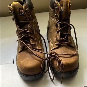 Brown High-Top Hiking Boots with Padded Collar